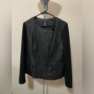 ALFANI || black leather jacket with non leather sleeves